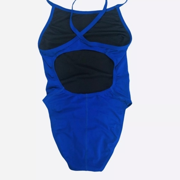 Adidas Solid Vortex-Back Sport Active One Piece Swimsuit Bright Blue Size 32/6. - Picture 6 of 9